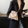 Evening Bags PU Ruched Chains Shoulder Ladies On Sale 2024 High Quality Autumn Fashion Solid Versatile Handbag Bolsas De Ombro