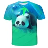 Мужские футболки 2024, модные футболки с животными, стильные летние мужские/женские футболки с 3d принтом, милая рубашка с пандой, детские топы