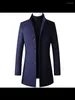 Men's Trench Coats Men Long Jackets Double Breasted Casual Wool Blends Business Leisure Overcoats Male Fit