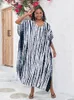 Robes de soirée Boho Femmes Turc Caftan Beach Maxi Robe Ethnique Imprimé Rayé Plus Taille Lâche Caftans Fit Loungewear Tops Q1218