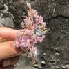 Broscher rose blomma brosch för kvinnor mode smycken söt romantisk kvinnlig gåva med kubiska zirkoniumor olika färger