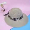 Berets Women Wide Brim Straw Hat UV Protection Foldable Solid Color Ultra-light For Summer Spring Fall Beach D88