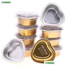 Baking Moulds Mods 10Pcs 55Ml Heart Shaped Aluminum Foil Cake Pan With Lid Pudding Cupcake Cup Cheese Tools Mod Kitchen Accessories Dr Otty0