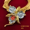 Broches Middeleeuwse Orchidee Glazuur Borstbloem Vintage Ruby Broche Pin Jurk Hars Glas Kristal High-end Tempe