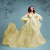 Eleganckie kwiaty Drukuj sukienka macierzyńska kochanie długie rękawy Line ciąża sukienki z fotografii shouler