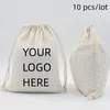 10 Pcs Customized Cotton Storage Drawstring Bags For Wedding Party Gift Package Personalized Pouches Christmas Dust Sacks 240119