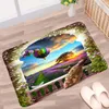 Tappetini da bagno Stile europeo 3D Dream Garden Tappetino da bagno Fiori Piante Pavoni Scenario naturale Tappeto antiscivolo Tappeti per porte della cucina