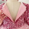 Bling rose rose fleur cris caisse cristaux Petite fille Wedding Frist Communon Pageant Robes à manches longues Baby Peaceant Robe robes 403