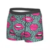 Onderbroek Mannen Roze Lippen 80s-90s Stijl Ondergoed Luipaard Print Grappige Boxershorts Slipje Homme Zacht Plus size