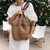 Shoulder Bags Casual Large Capacity Straw Tote Bag Hollow Woven Women Summer Beach Lady Handbag Big Shopper Travel Sac 2023H24217