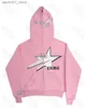 Moletons masculinos com capuz Y2k Falling StarBoy K-pop Primavera / Verão / Outono / Inverno Hoodie Botão de inverno Hip Hop Casal Jaqueta Zipper American Street Men Q240217