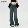 ZOENOVA, весенние уличные винтажные женские джинсы в стиле Харадзюку, модные широкие брюки для девочек Y2K, повседневные свободные прямые брюки в стиле ретро 240124