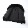 Kvinnor läder ankomster mode svart jacka kläder riktiga pälsrockar vinter varm dam ytterkläder äkta fårskinn