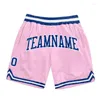 Herren-Shorts, individuell gestaltet, hellrosa, authentischer Basketball, 3D-gedruckt, Männername Mumber, schnell trocknend, Strand