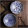 Cuencos Tazón de cerámica bajo vidriado de estilo japonés Hogar Sopa de fideos grande Entrega directa Jardín Cocina Comedor Vajilla Otsgy