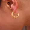 Boucles d'oreilles minimalistes en maille d'ananas, plaqué or 18 carats, étanche, en acier inoxydable pour femmes, 2024