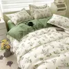 Sängkläder set blommor tryckt täcke täcke med ark fodral ingen fyllning varm söt tecknad säng linne full queen size hem sängkläder