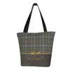 Sacs de courses Recyclage Black Watch Scottish Tartan Plaid Bag Femmes Toile Épaule Fourre-tout Lavable Épicerie Shopper