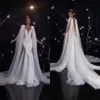 Moda deniz kızı gelinlik v boyun kolu sırtsız gelinlikler kristal boncuklar süpürme tren elbiseleri özel yapılmış vestidos de novia