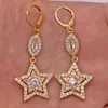 Dangle Oorbellen Trendy 18k Goud Verkoperd Drop Star Witte Zirconia Voor Vrouwen Meisjes Mode-sieraden Accessoires Huwelijkscadeau