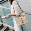 Shoulder Bags Women straw Bag Bohemian Rattan Beach Handbag Brand Designer Kintted Crossbody Bucket with Tassel SummerH24217