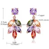 Dangle Chandelier Nova Moda Folha Colorf 3A Cubic Zirconia Dangle Brincos Para Mulheres Strass Cluster Floral Cz Noiva Dhgarden Dhylz