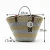 Bolsas de noche Bolsa tejida Manual Paja Punto Playa Totes Cubo Verano Oro Plata Rayas Mujer Bolso Trenzado Cesta grande