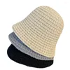Зимние береты ручной работы, вязаные крючком, с решетчатым узором, гибкая шапка в рыбацком стиле, повседневная теплая однотонная шляпа-ведро в клетку для женщин