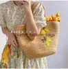 Totes Handmade Embroidery Thailand Large Capacity Handheld straw Woven Bag Summer Vintage Lemon ShoulderH24217