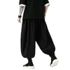 Men's Pants Hip Cotton Linen Wild Leg Casual Loose Harem Man Bloomers Summer Baggy Male Traditional Trousers Joggers