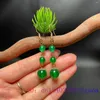 Boucles d'oreilles pendantes vert Jade véritable luxe amulettes naturelles Vintage charmes bijoux de créateur pierre précieuse 925 argent femmes accessoires de charme