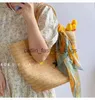 Totes Handmade Embroidery Thailand Large Capacity Handheld straw Woven Bag Summer Vintage Lemon ShoulderH24217