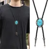 Strikjes Vintage Steen Cowboyhoed Bolo Tie Westerse Punk Kunstleer Touw Stropdas Sieraden Shirt Ketting Ketting Voor mannen Vrouwen