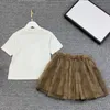 Set di t-shirt in cotone per bambini medi e grandi per ragazza in stile occidentale, nuova gonna soffice in rete, per bambina, moda di fascia alta