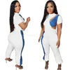 2024 Designer Summer Outfit Femmes Survêtements Deux pièces Ensembles T-shirt à manches courtes et pantalons amples Sportswear Casual Patchwork Sweatsuits Vêtements en gros