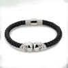 2021 BC Jewelry Selling Fashion Mens Genuine Leather Braided Northskull Bracelets Double Skull Bangle BC0025685347