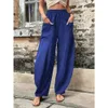 Designer women's clothing pants Solid color pocket Womens casual pants Elastic pants Camp pants baggy women pants women summer flower pants women's casual pantsR5QT