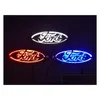 Autocollants de voiture 5D LED Logo de voiture Lampe 14,5 cm x 5,6 cm pour Ford Focus Mondeo Kuga Badge Lumières laser 3D Emblème arrière Autocollant Ghost Shadow Drop DH9Tc