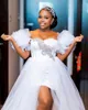 Arabe aso ebi blanche Robes pour le mariage sweet entendre tlong manche une ligne en dentelle enrelle volant les femmes africaines