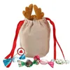 Decorazioni natalizie Sacchetti di caramelle Bomboniera in velluto con alce per biscotti Confezioni regalo Forniture per feste