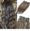 7 pièces 120g Extensions de cheveux humains couleur piano Clip en Ombre deux tons 2 bruns à 27 reflets blonds Whole1405569