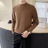 2023 lavorato a maglia leggero pullover di lusso maglione uomo casual skinny finto collo tinta unita manica lunga texture streetwear M3XL 240125