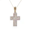 Mishang Jewelry 10k geelgouden kruishanger Lab Grown diamanten halsketting voor feest/vrouwen