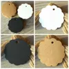 Labels Tags White Black Brown Kraft Paper Tags Flower Shaped Label Luggage Wedding Note Blank Price Hang Tag 6*6cm 100pcs/lot Q240217