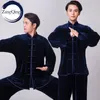 Roupas étnicas unissex veludo estilo chinês outono inverno espessamento tai chi uniforme desempenho ternos homem mulher