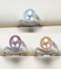 S925 Sterling Silver Ring Freshwater Pearl Ring For Women 89 mm Natural Pearl With Zircon Fashion Jewelry Adjustable size Wedding4492848