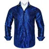 Brand Men's Royal Blue Business Shirts Luxury Fashion Paisley Long Sleeve Turn-Down Collar Social Shirt Male Casual Blouse 240127