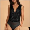 Camisoles Tanks Ladies High Rise Squiented Seveless Best Vest v Neck y Thong Bodysuit Bridesmaid Jumpsuit Drop Delivery Apparel下着Otoe8