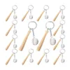 Keychains 16 Pcs Mini Baseball Keychain With Wooden Bat For Sports Theme Party Team Souvenir Athletes Rewards Favors200u