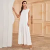 Roupas étnicas Branco Ramadan Vestidos Internos Islâmicos para Mulheres Dubai Abaya Turquia Árabe Muçulmano Vestido Robe Musulmane Femme Vestidos